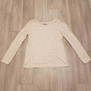 Ann Taylor Loft Cream Lace Long Sleeve Shirt Size M